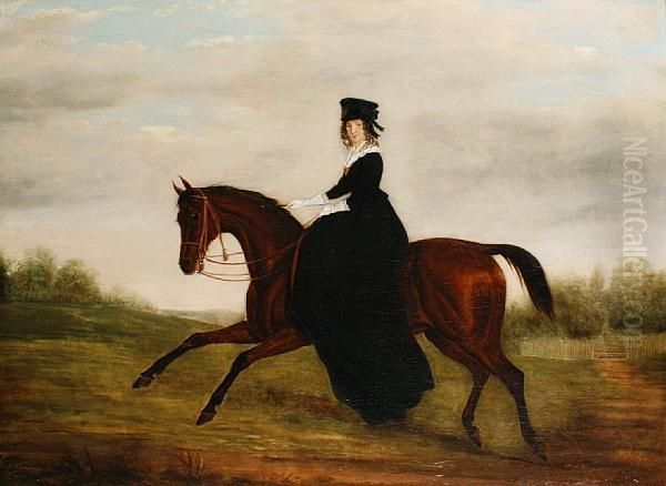 An Elegant Lady On Horseback Oil Painting by James Loder Of Bath