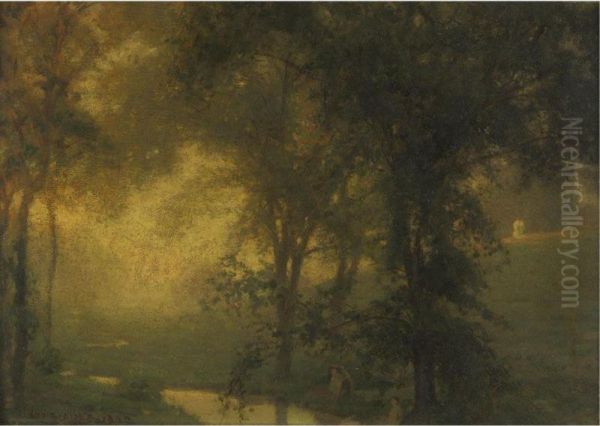 Landscape With Figures Oil Painting by Louis Loeb