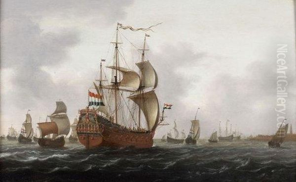 Navire Avec La Vierge Et Les Armes D'enkhuizen 
Panneau. Oil Painting by Jacob Gerritz Loef