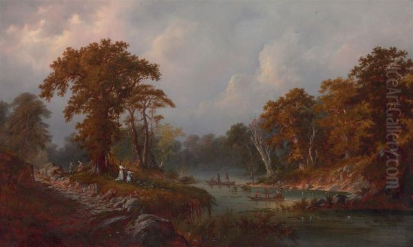 Boating On The River Oil Painting by Alexander Francois Loemans