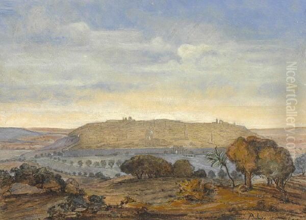 Blick Auf Jerusalem Oil Painting by August Loffler