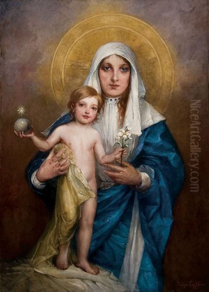 The Madonna And Child Oil Painting by Hugo Loffler