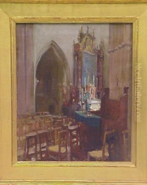 Unsigned Chapel Oil Painting by Robert Henry Logan