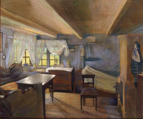 Interior Scene Oil Painting by Alfred Loges