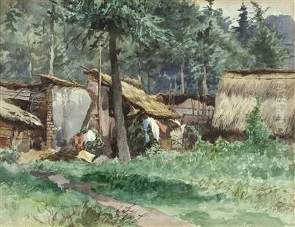 Eingeborenenhutten Im Mexiko Oil Painting by August Lohr