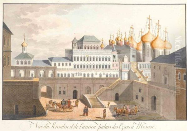 View Of The Kremlin Oil Painting by Johann Gottlieb Lohrer