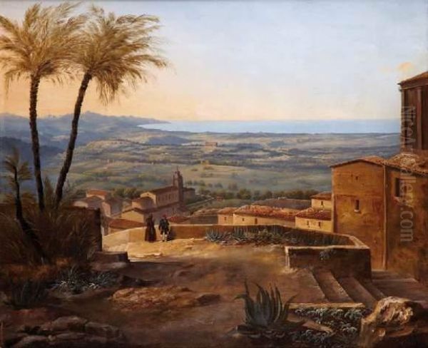 Paysage De Sicile Oil Painting by Alexandre Francois Loisel