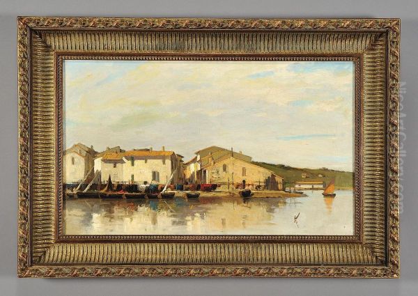 Borgo Di Pescatori Sul Tirreno In Maremma Oil Painting by Luigi Lombardi