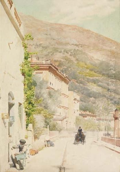 La Via Del Paese Oil Painting by Luigi Lombardi