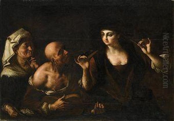 Scena Di Seduzione Oil Painting by Giovanni Domenico Lombardi