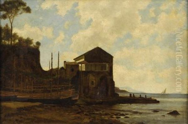 House On The Shore Oil Painting by Ernest Wadsworth Longfellow