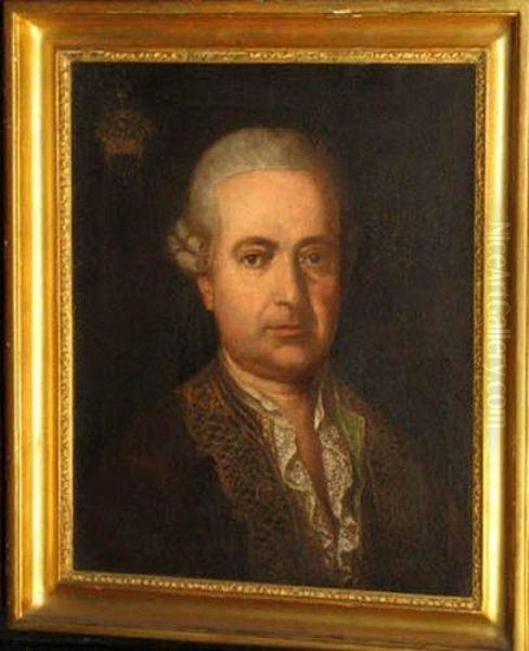 Portrait Ofa Man With Coat Of Arms Oil Painting by Alessandro Longhi