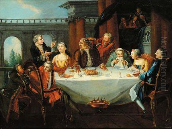 Banchetto Con Personaggi Oil Painting by Pietro Longhi