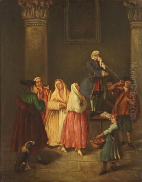 Scene D'escamoteur Oil Painting by Pietro Longhi