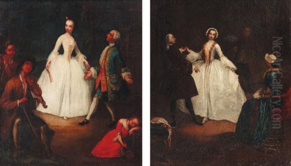 Danses Dans Un Parc Oil Painting by Pietro Longhi