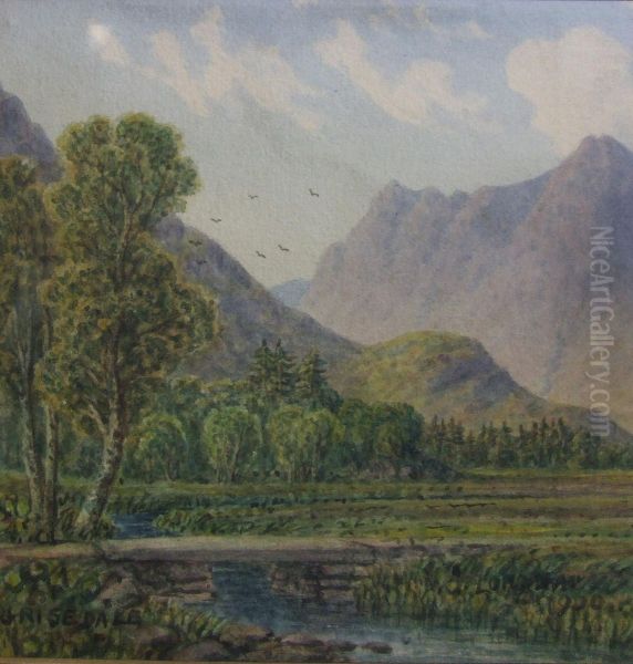 River Landscapes With Mountains To Horizons Oil Painting by William Taylor Longmire