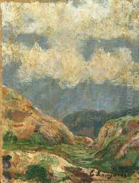 Paesaggio Di Montagna Oil Painting by Emilio Longoni