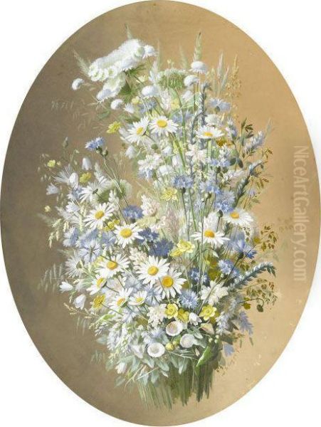 Daisies And Cornflowers Oil Painting by Paul De Longpre