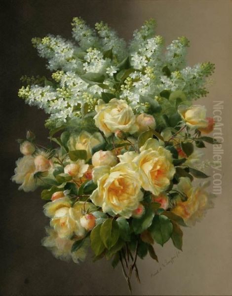 Lilacs And Roses Oil Painting by Paul De Longpre