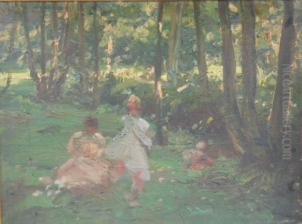 Children Playing 1943 Oil Painting by John Campbell Longstaff