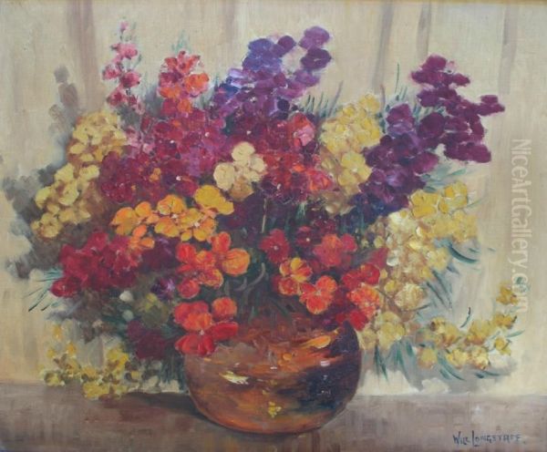 A Bowl Of Summer Flowers Oil Painting by Will Longstaff