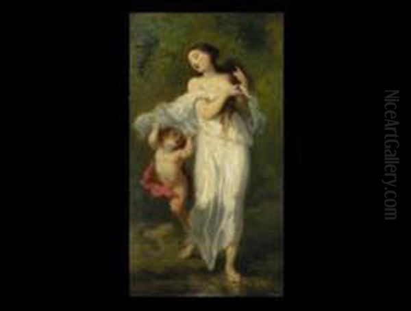 Venus Und Amor Oil Painting by Alexandre Marie Longuet