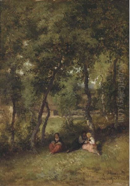 A Rest In The Shade Oil Painting by Alexandre Marie Longuet