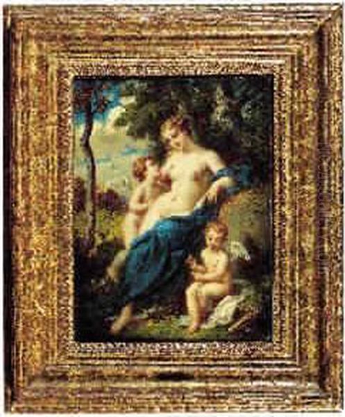 Venus Accompagnee De Deux Amours Oil Painting by Alexandre Marie Longuet