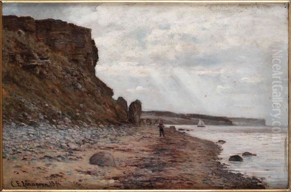 Vy Mot Hogklint, Gotland Oil Painting by Carl Ewald Lonngren