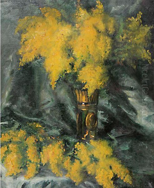 Mimose Oil Painting by Nidia Lonza