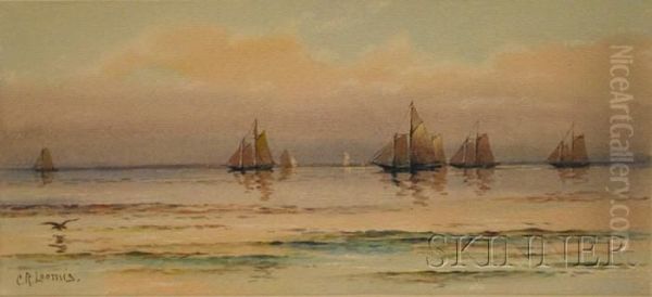 Lot Of Two Coastal Views: Schooners 
Over The Manomet Hills Oil Painting by Charles Russell Loomis