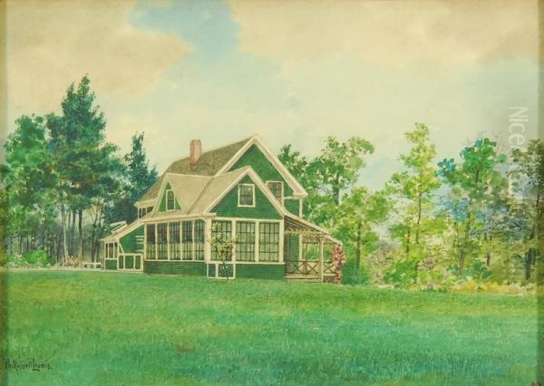 Green Clapboard Country Home. Oil Painting by Charles Russell Loomis