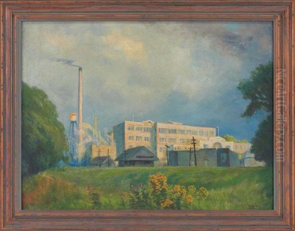 Industrial Scene Oil Painting by Manchus Carlton Loomis