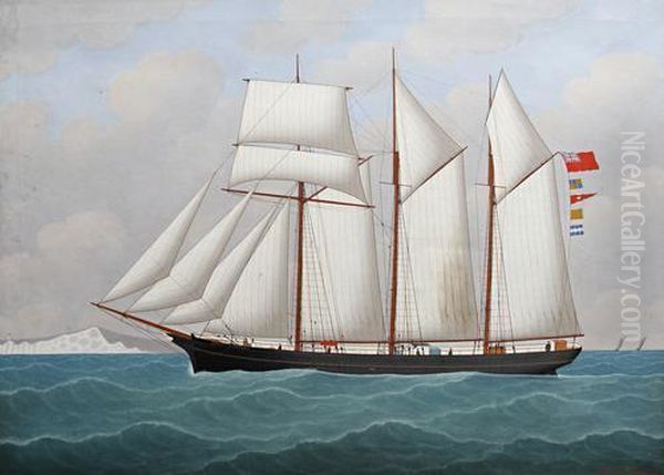 The 'sara Lightfoot' Off The Coast Oil Painting by John Frederick Loos