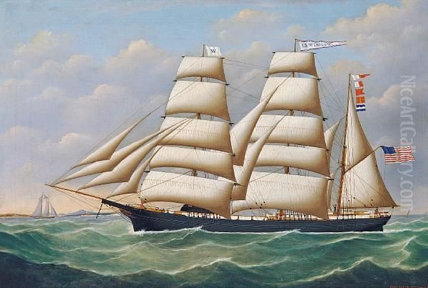 The American Bark J.s. Winslow At Sea Oil Painting by John Frederick Loos