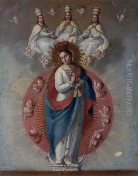 Virgen De La Inmaculada Concepcion Oil Painting by Andres Jose Lopez