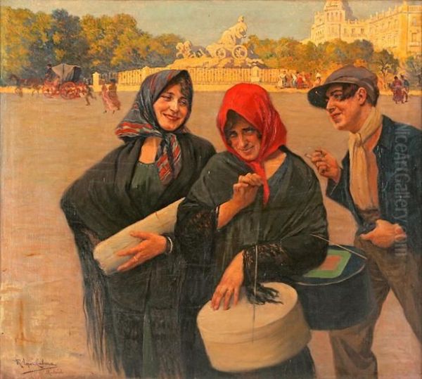 Chulapas En La Cibeles Oil Painting by Ricardo Lopez Cabrera