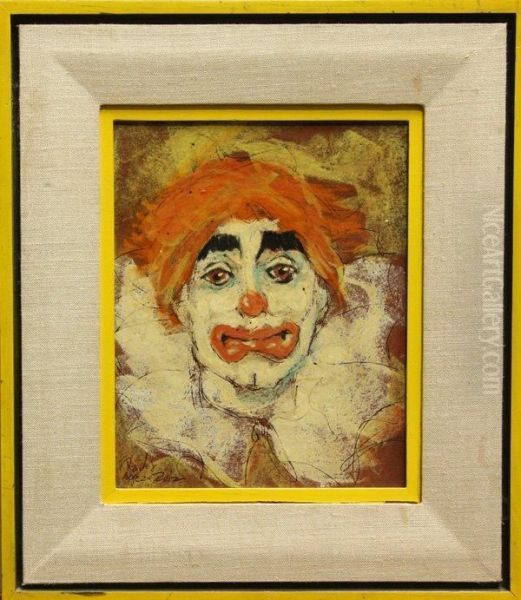 Sad Clown Oil Painting by Carlos Lopez