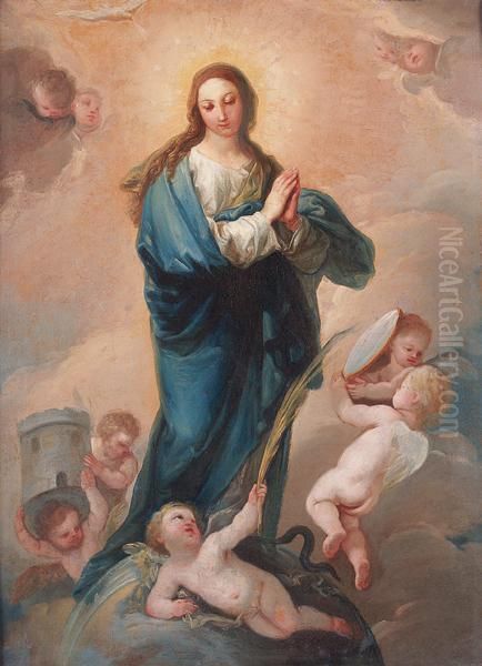 Inmaculada Oil Painting by Bernardo Lopez Piquer