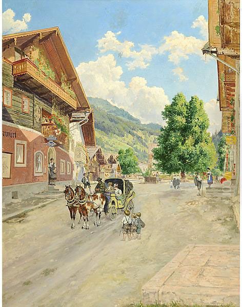 In Carrozza A Wagrain, Salisburgo Oil Painting by Carl Lorenz