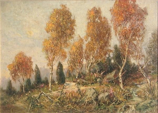 An Autumn Landscape Oil Painting by Gottfried Lorenz