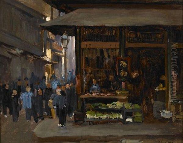 China Town, San Francisco Oil Painting by Richard Lorenz Mellenbach