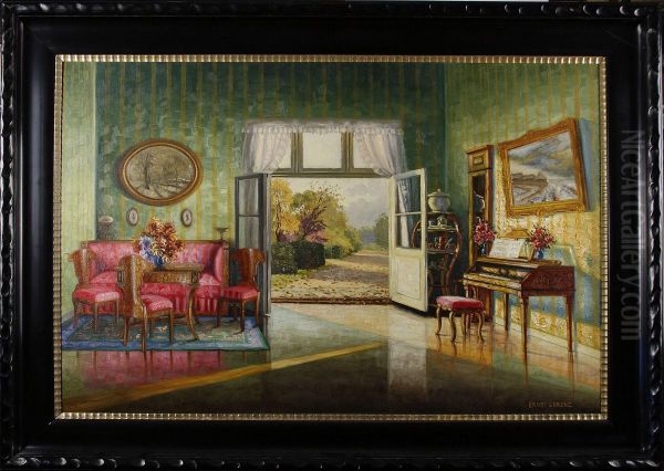 Interior Med Utsikt Mot Tradgard Oil Painting by Ernst Lorenz-Murowana