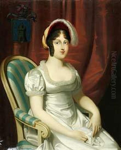 Retrato De Dona Matea De Bofarull Y Mascaro. Oil Painting by Claudio Lorenzale Y Sugranes