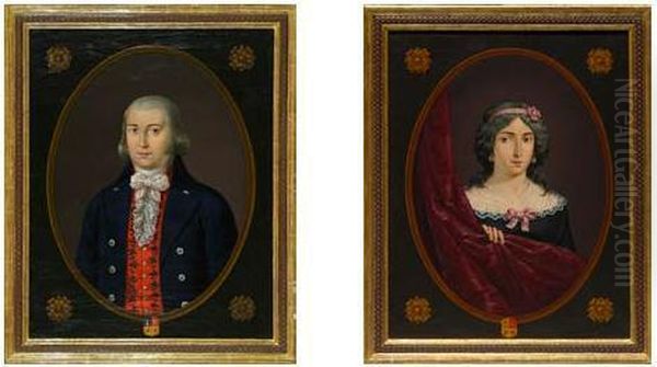 Retratos De Don Francisco De Bofarull Y Dona Antonia De Salas. Oil Painting by Claudio Lorenzale Y Sugranes