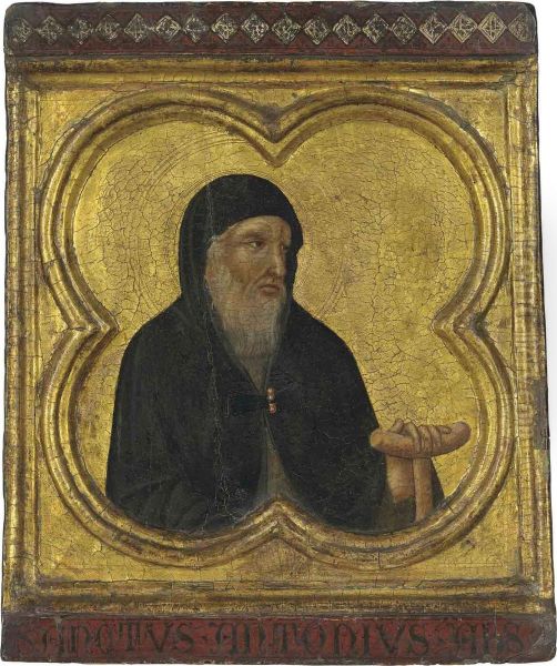 Saint Anthony Abbot Inscribed 'sanctvs . Antonivs . Abs .' Oil Painting by Pietro Lorenzetti