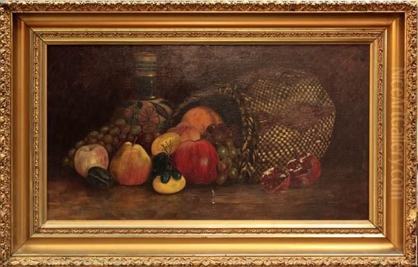 Still Life With Fruit Basket And Vase Oil Painting by Alma Royer Lorraine