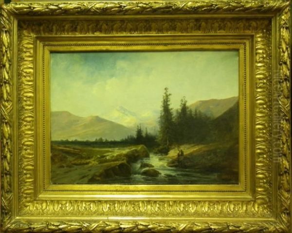 Torrent Dans La Montagne Oil Painting by Lortet