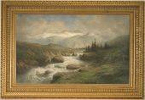 Torrent De Massif Alpestre Oil Painting by Leberecht Lortet