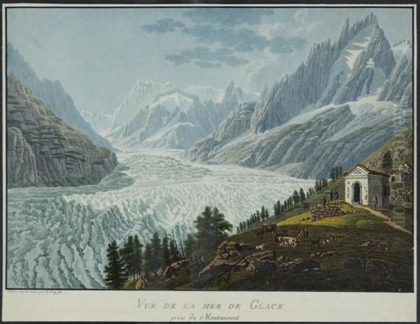 Vue De La Mer De Glace Oil Painting by Gabriel I Lory